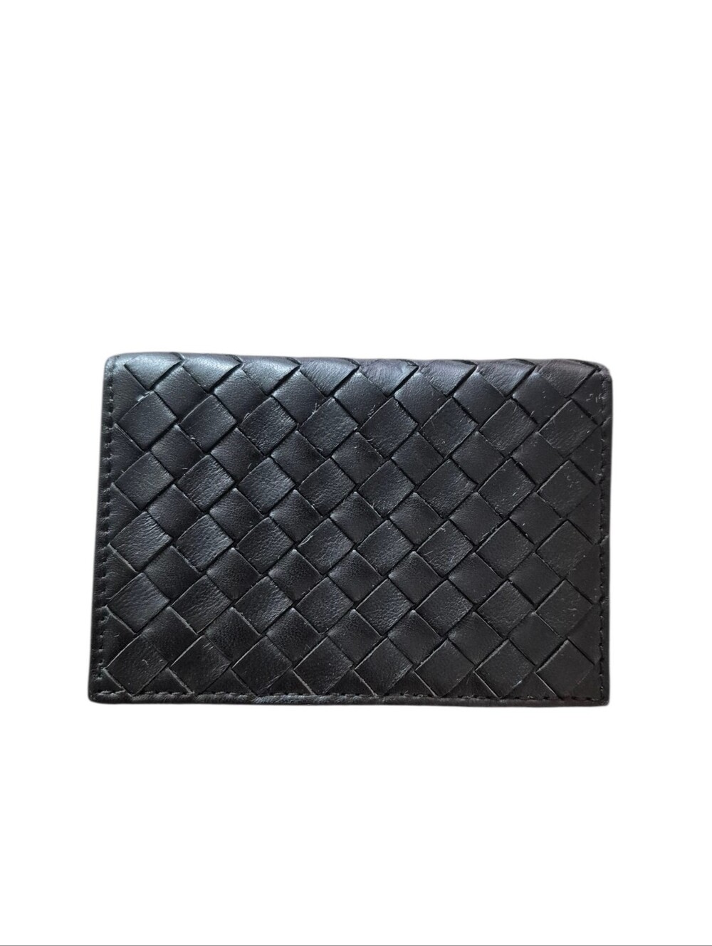 Bottega Veneta Intrecciato Black Leather Bi-Fold Card Wallet